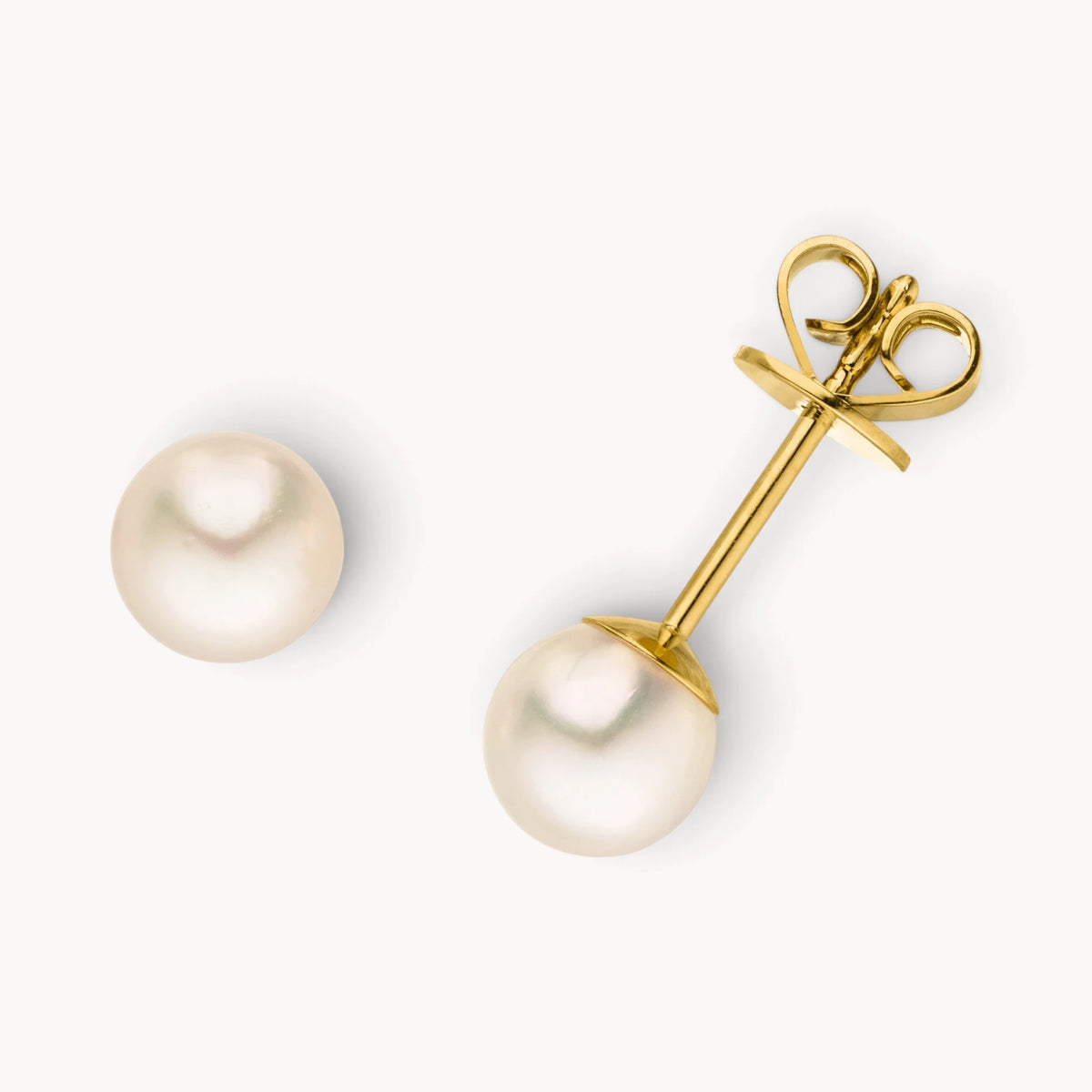 Ohrstecker in 585er Gelbgold mit Akoya-Zuchtperle