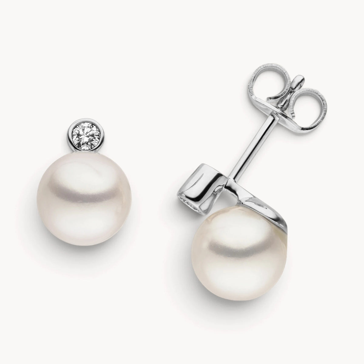 Ohrstecker in 585er Gold mit Zuchtperle & Diamant