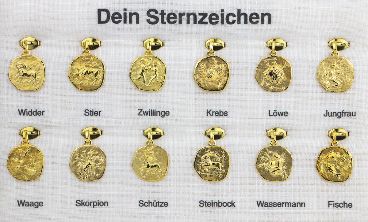 Sternzeichenanhänger in 925er Silber & 333er Gelbgold