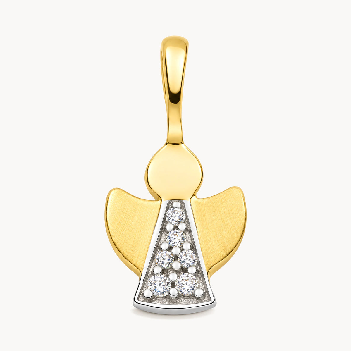 Engelanhänger mit Zirkonia in 333 Gelbgold