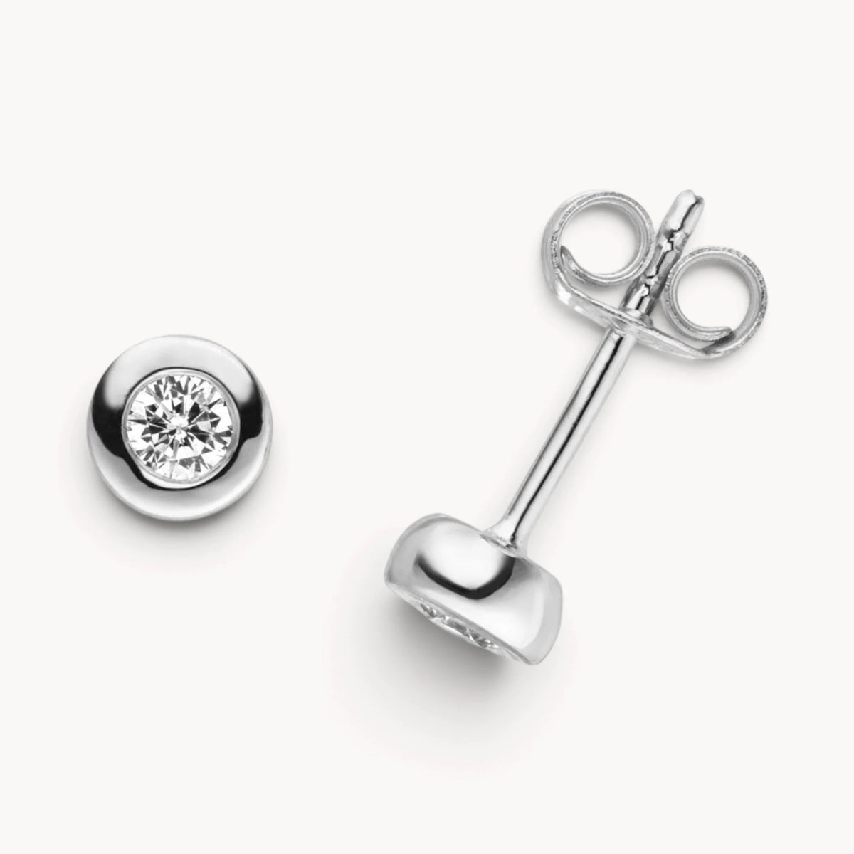 Ohrstecker in 925er Silber mit Zirkonia, Zargenfassung