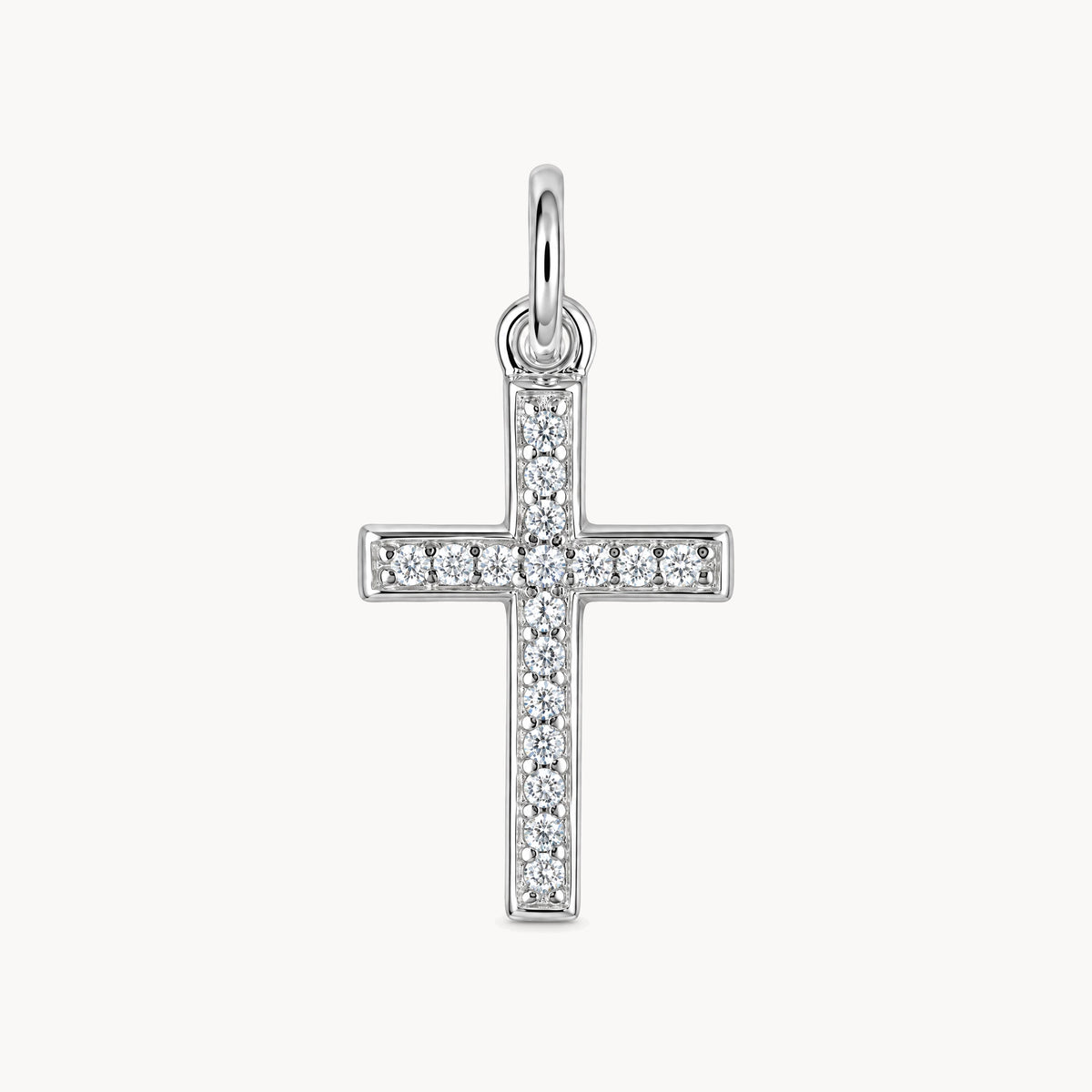 Kreuzanhänger in 925er Silber rhodiniert mit Zirkonia