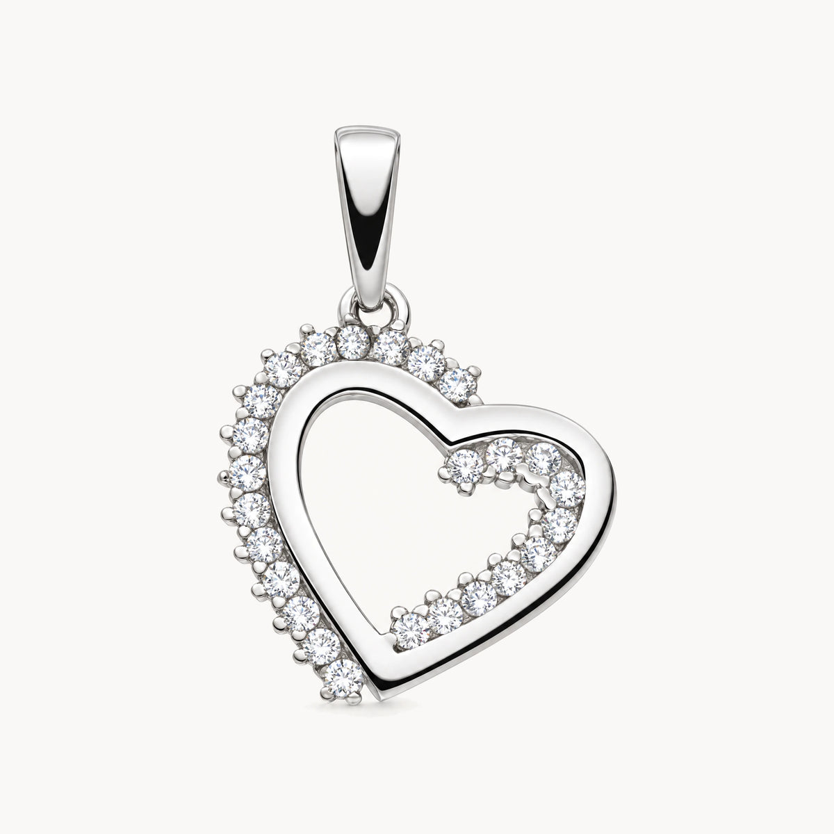 Herzanhänger in 925er Silber rhodiniert mit Zirkonia