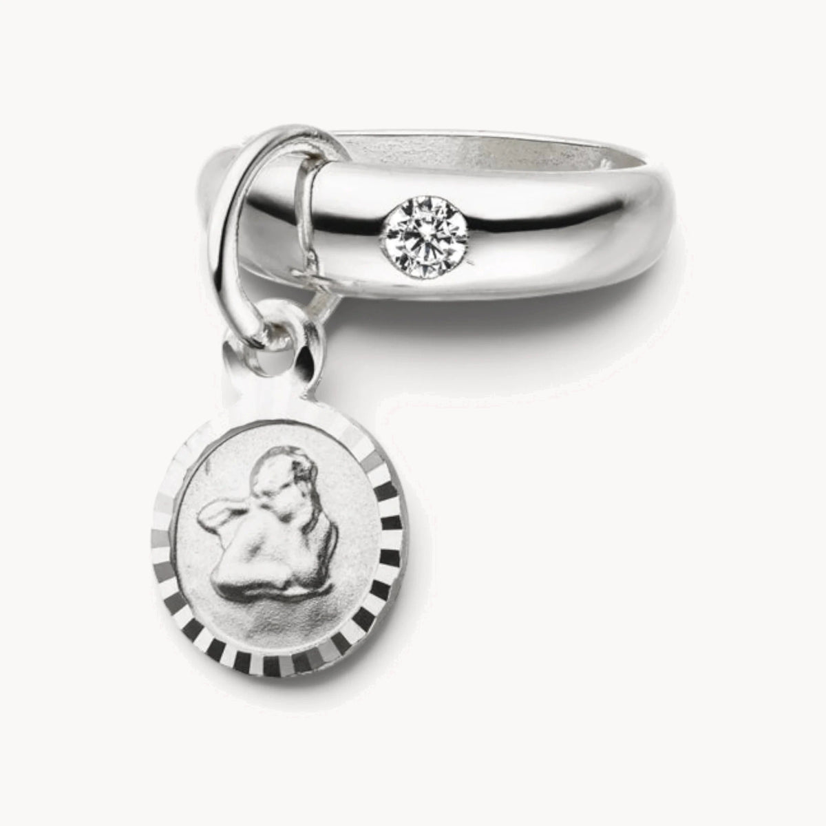 Taufring in 925er Silber mit Zirkonia