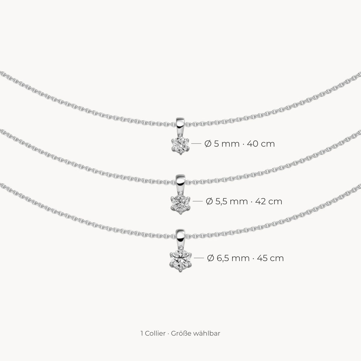 Collier in 925er Silber mit Zirkonia – 925 Silber rhodiniert, Größe wählbar