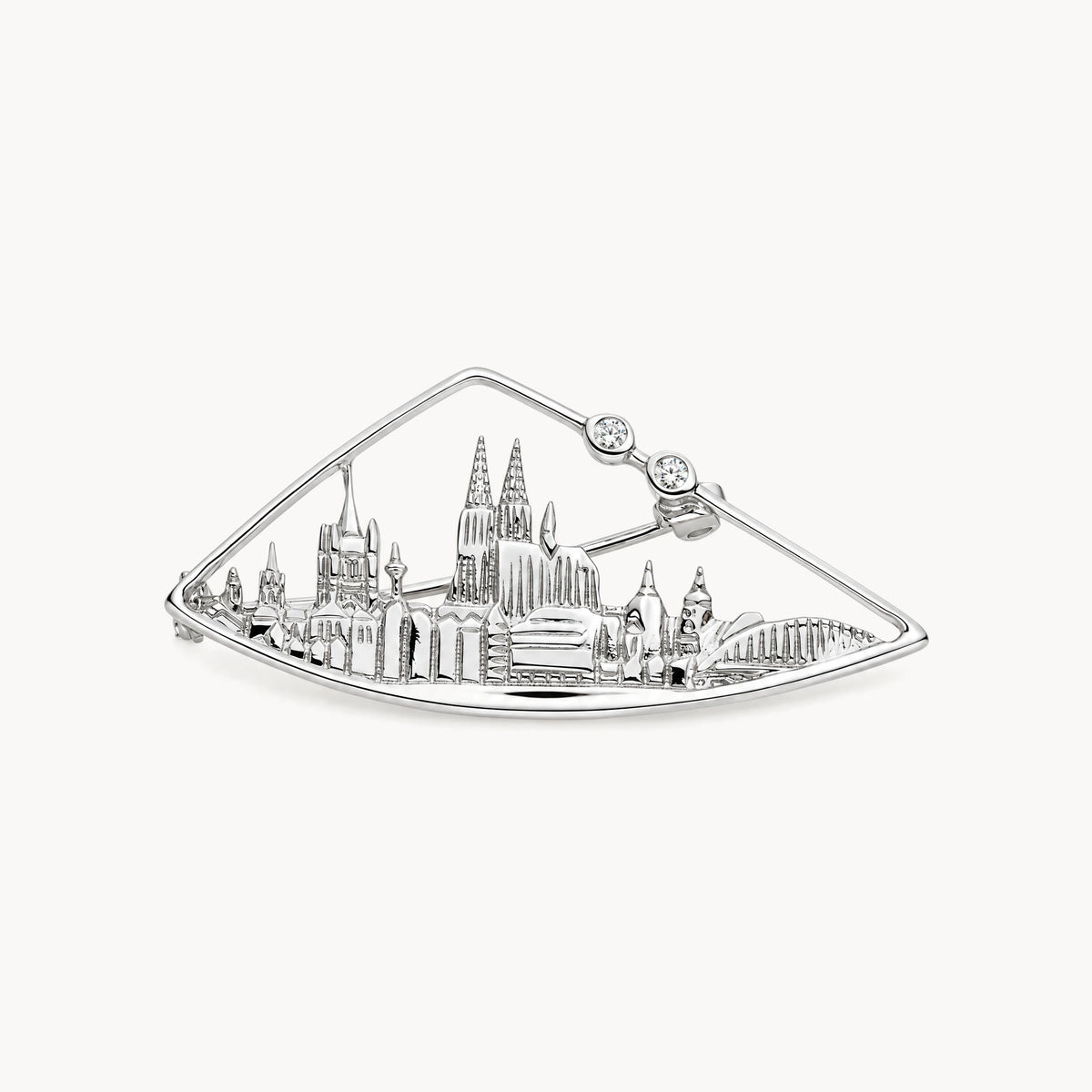 Brosche in 925er Silber rhodiniert mit Zirkonia