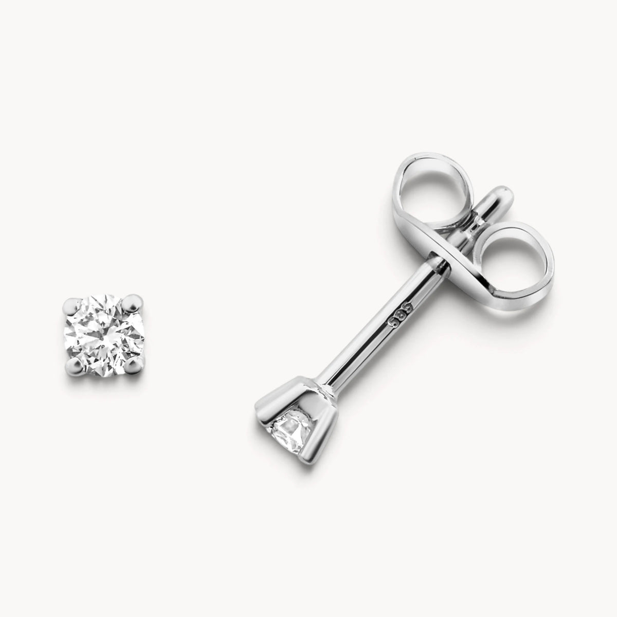 Ohrstecker in Gold & Platin mit Diamant, 4er-Krappenfassung