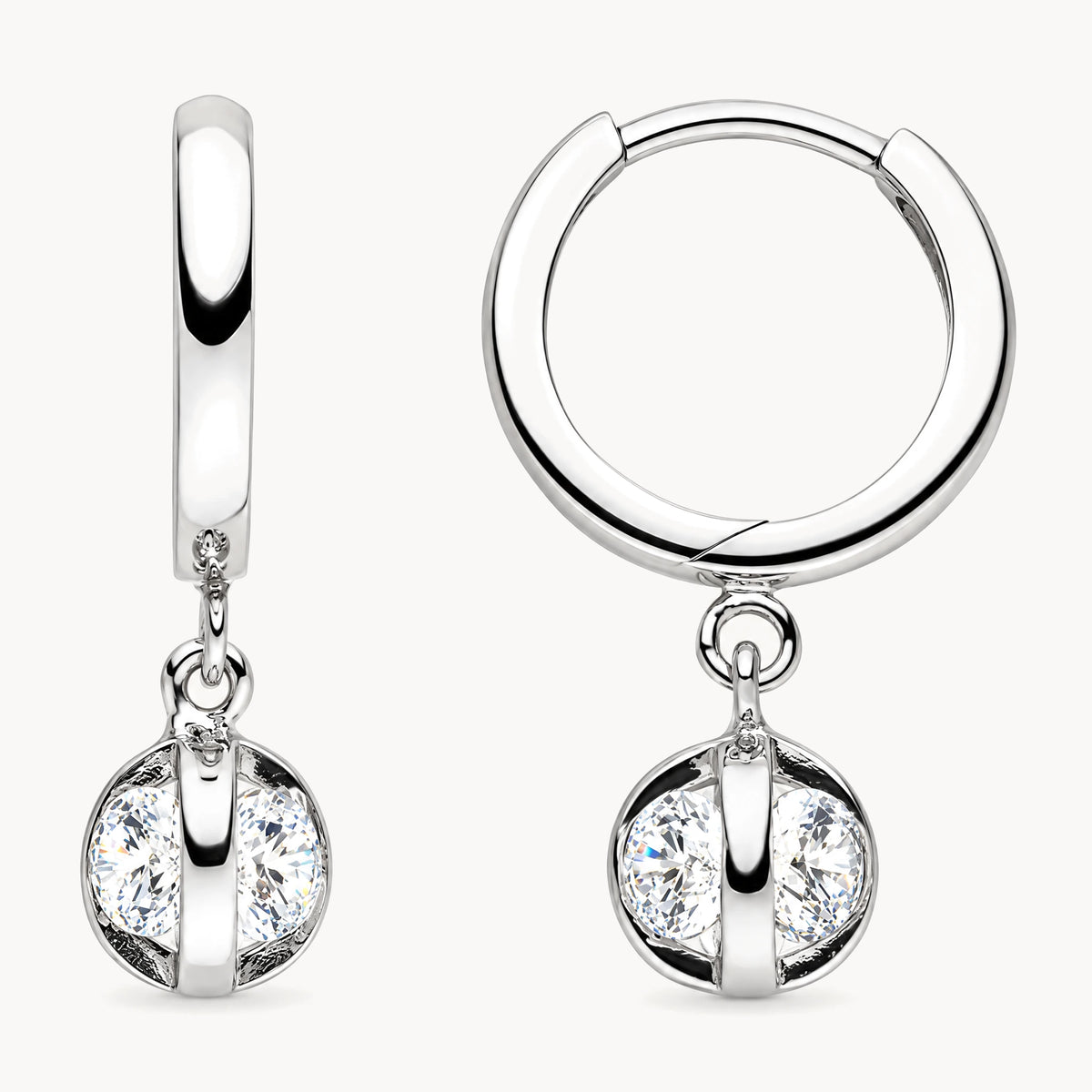 Creole in 925er Silber rhodiniert mit Zirkonia