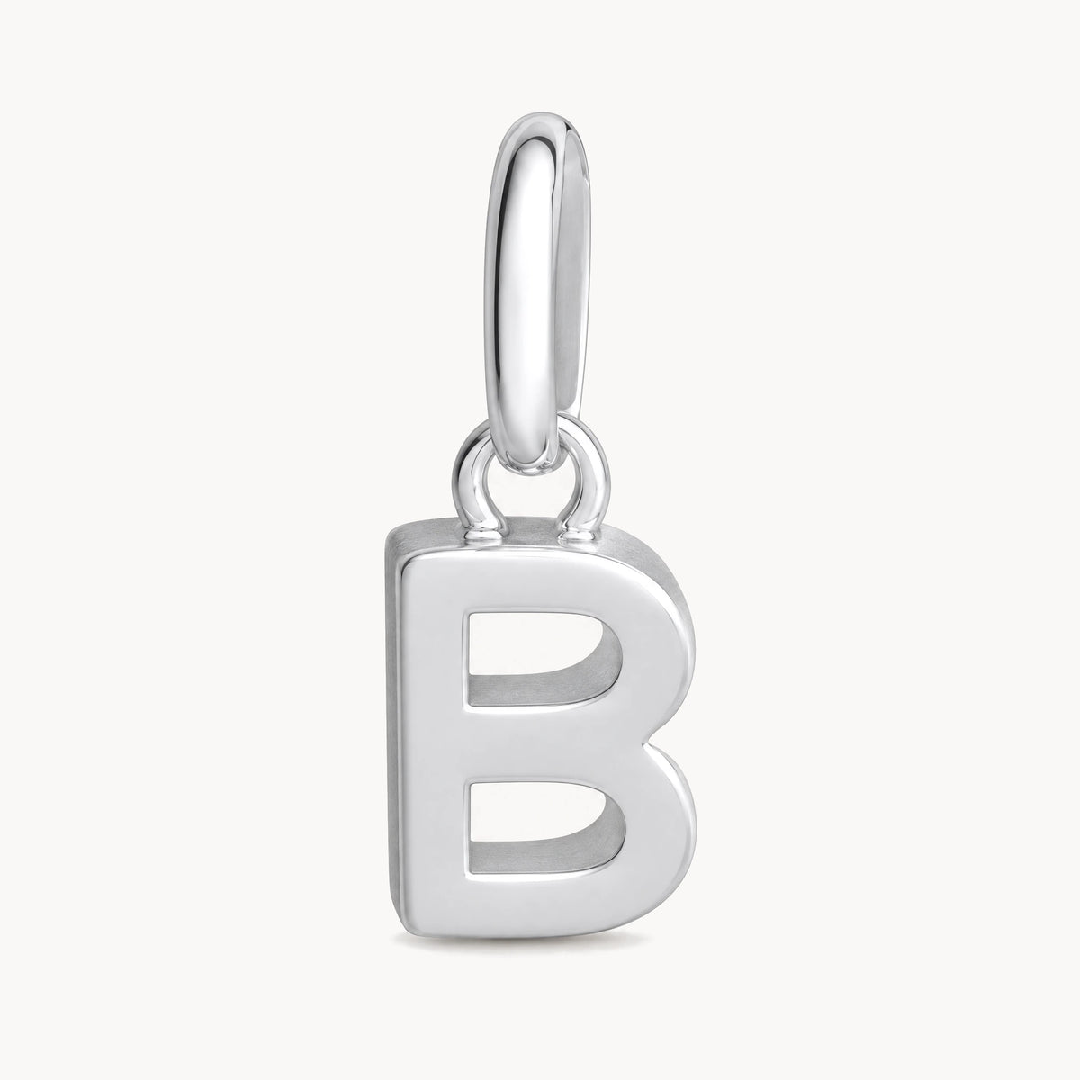 Buchstabenanhänger „B“ in 925er Silber rhodiniert, massiv
