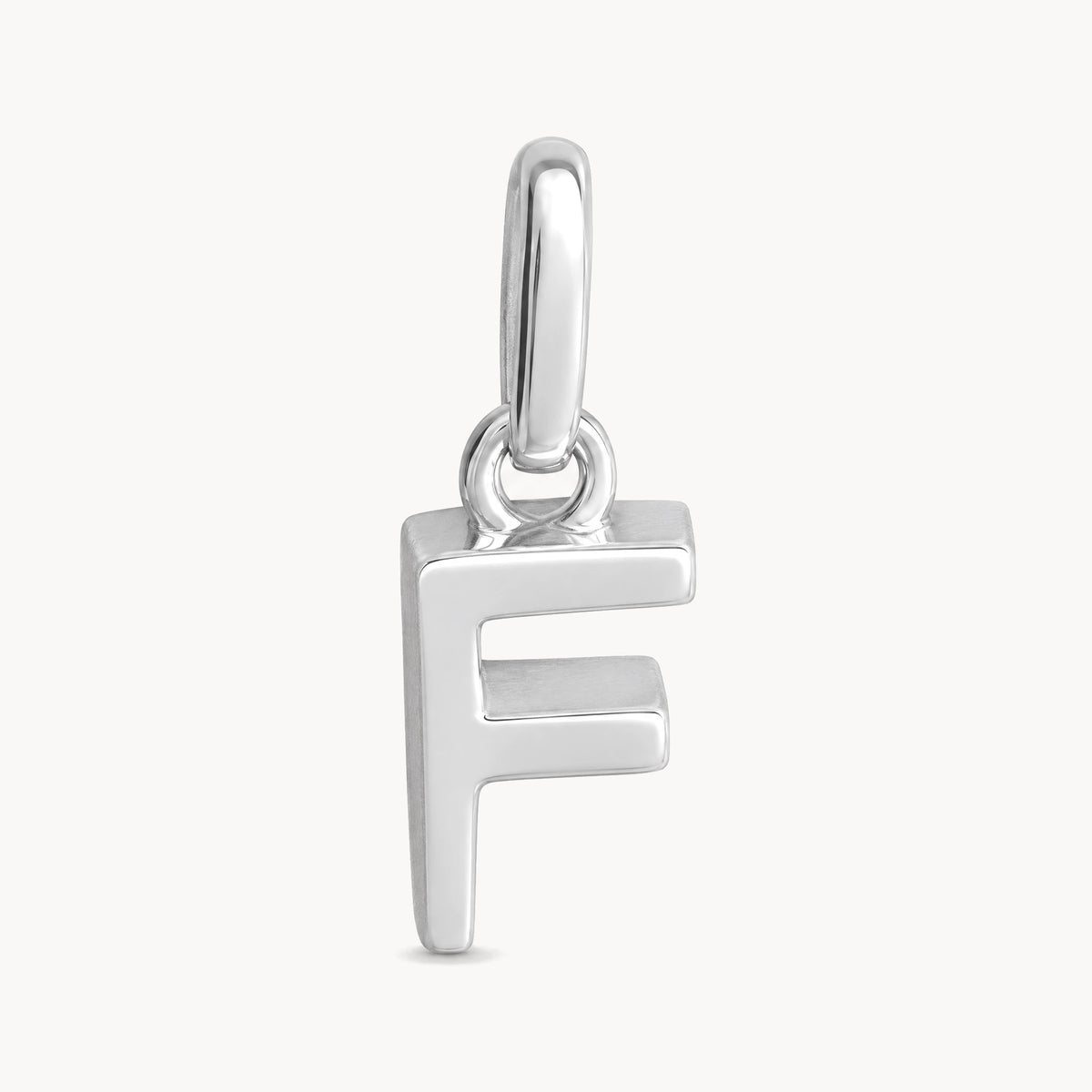 Buchstabenanhänger „F“ in 925er Silber rhodiniert, massiv