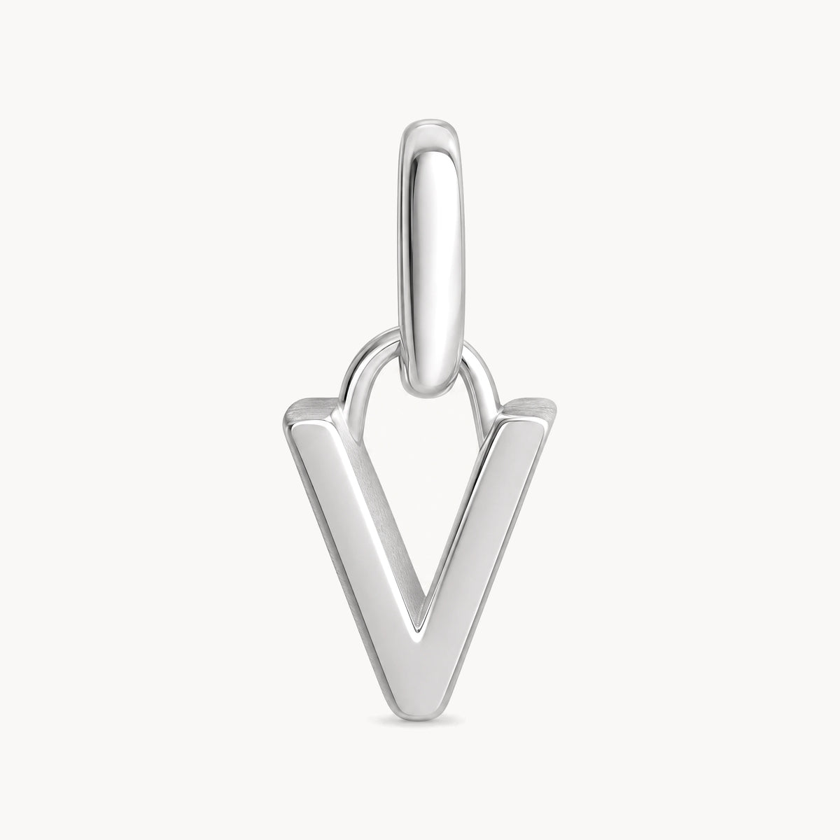 Buchstabenanhänger „V“ in 925er Silber rhodiniert, massiv