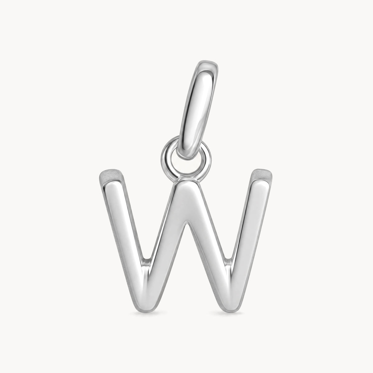 Buchstabenanhänger „W“ in 925er Silber rhodiniert, massiv