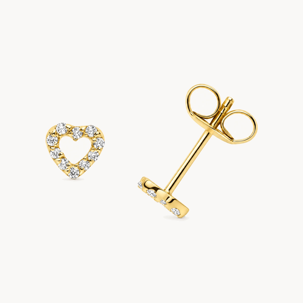 Ohrstecker „Herz“ in Gelbgold mit Zirkonia