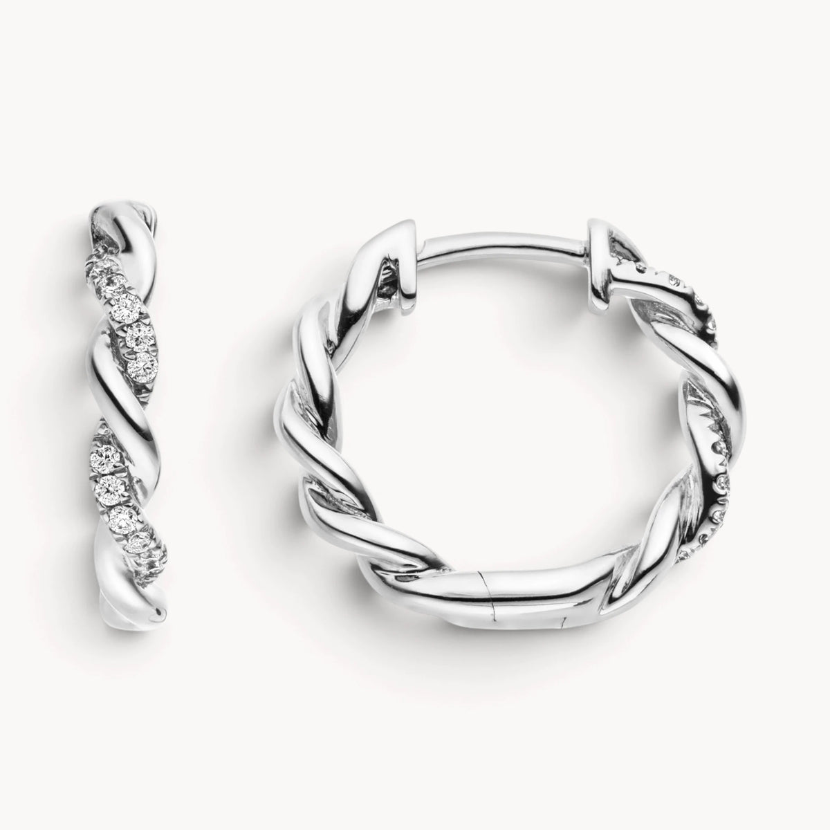 Creole in Gold & Silber mit Zirkonia oder Diamant, geflochten