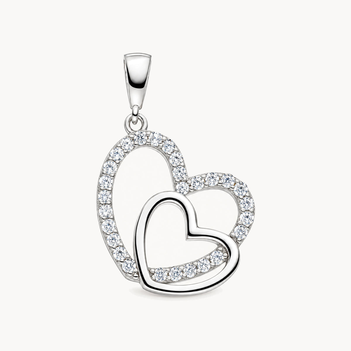 Herzanhänger in 925er Silber rhodiniert mit Zirkonia