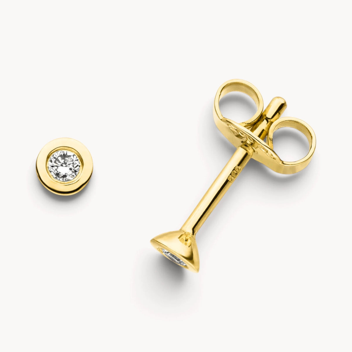 Ohrstecker in 585er Gold mit Diamant, Zargenfassung