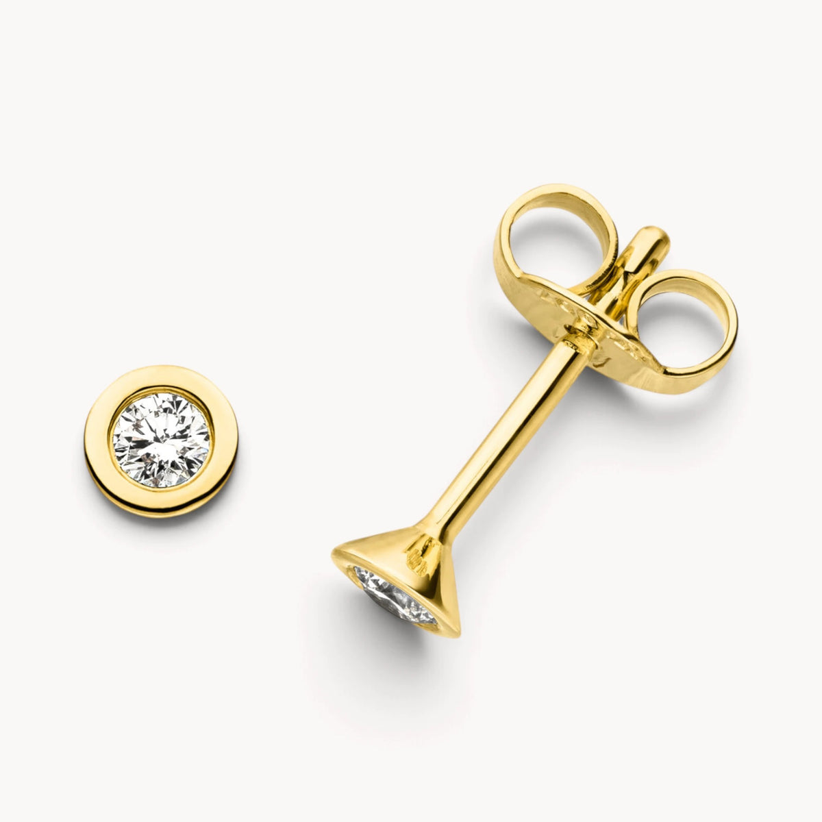Ohrstecker in 585er Gold mit Diamant, Zargenfassung