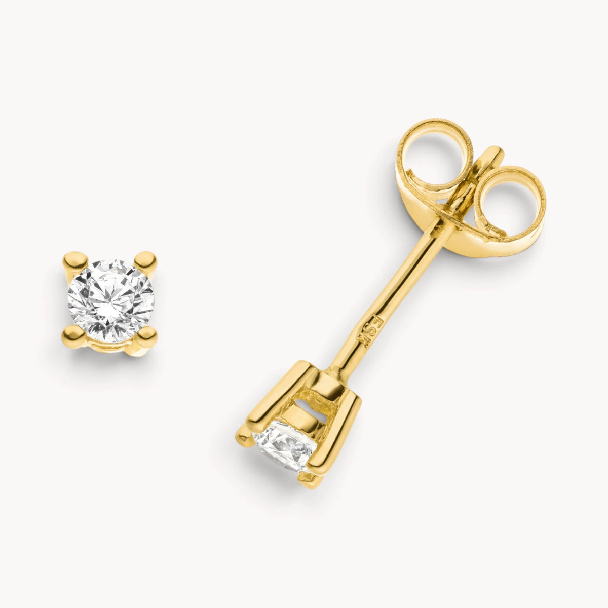 Ohrstecker in Gold mit Zirkonia, 4er-Krappenfassung