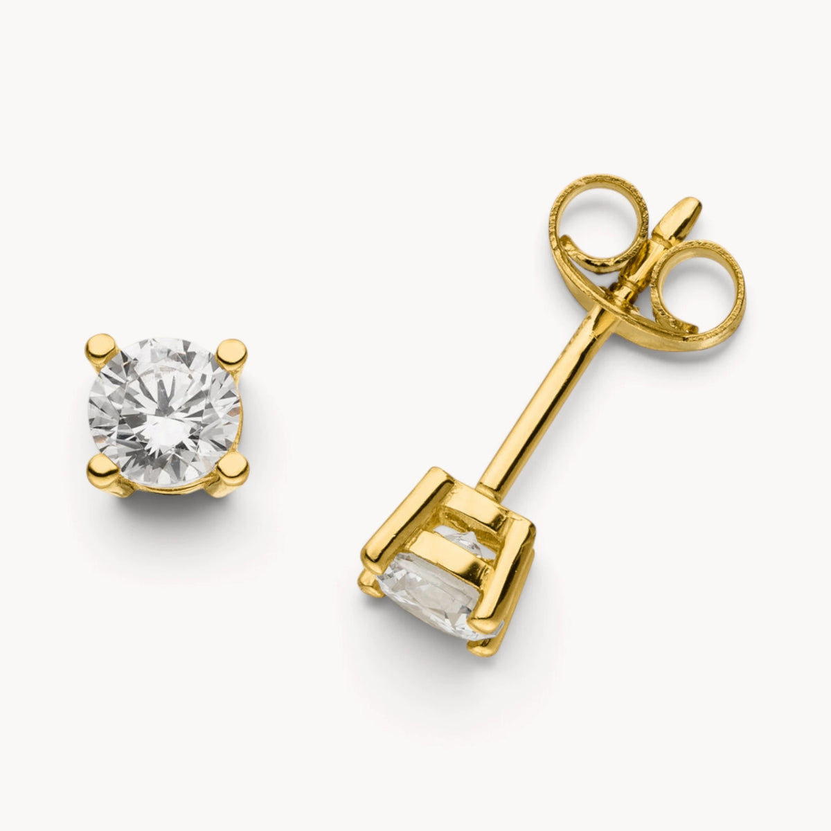 Ohrstecker in Gold mit Zirkonia, 4er-Krappenfassung