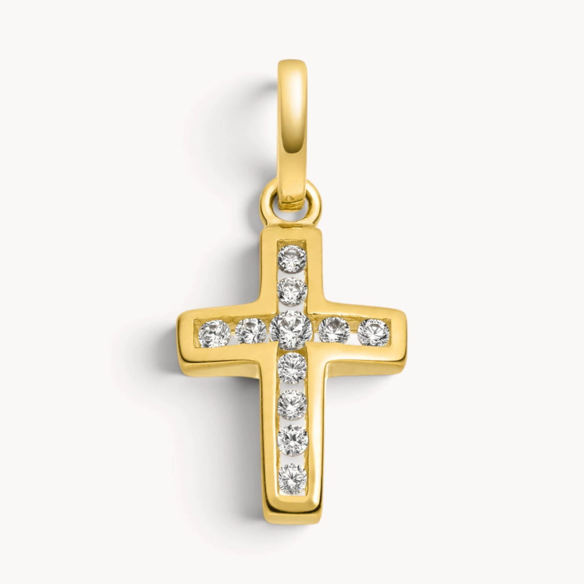 Kreuzanhänger in Gold & Silber mit Zirkonia