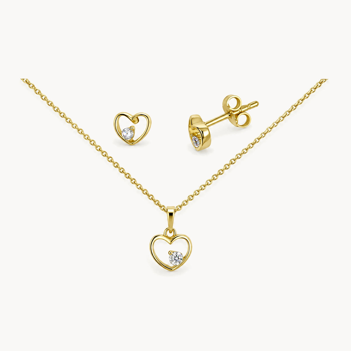 Collier/Ohrstecker in 333er Gelbgold mit Zirkonia