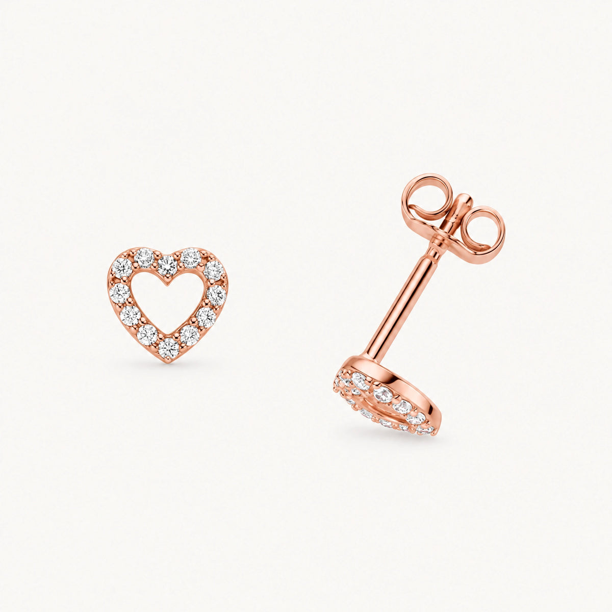 Ohrstecker „Herz“ in 925er Silber mit Zirkonia – rosé vergoldet