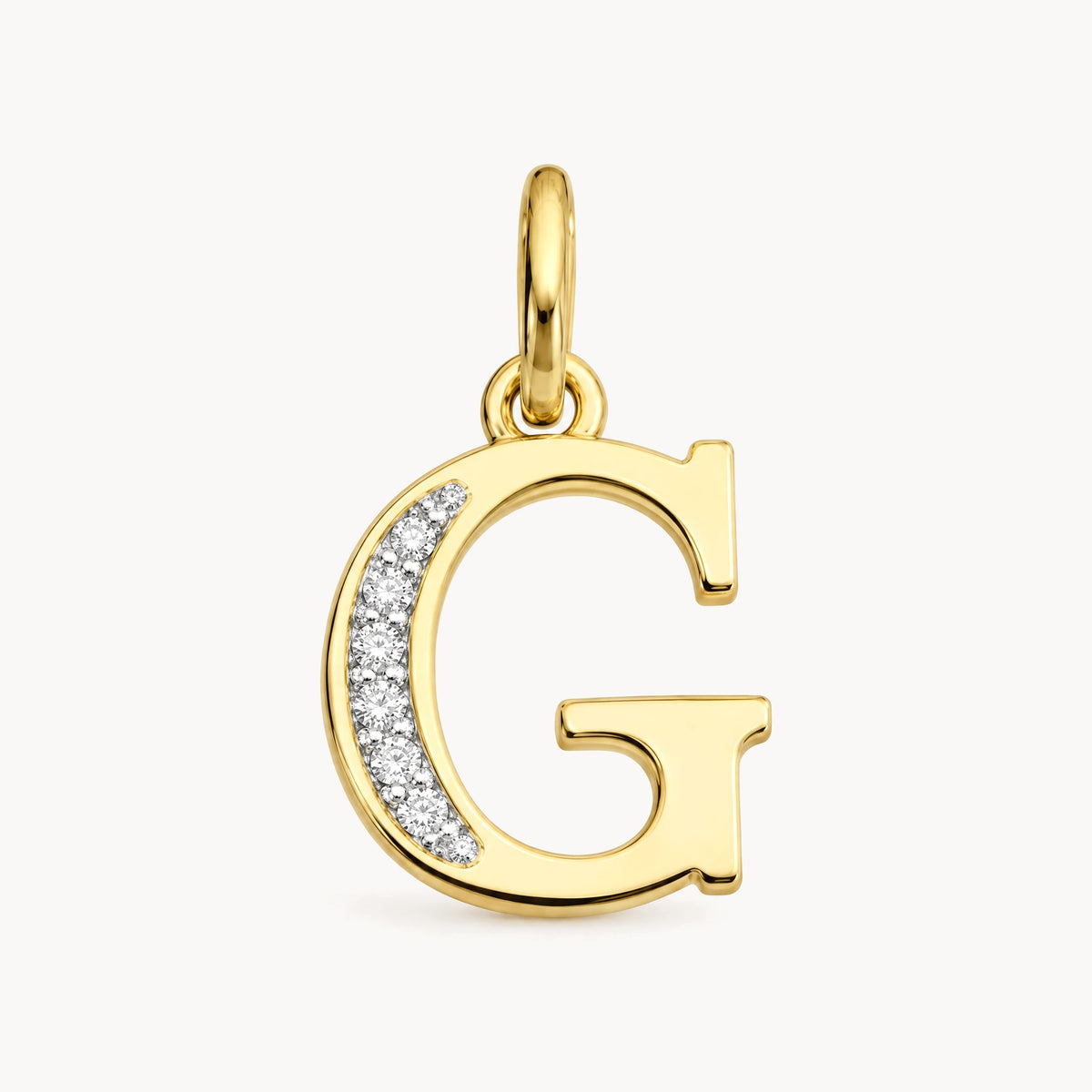 Buchstabenanhänger in 585er Gelbgold mit Diamant – Buchstabe G