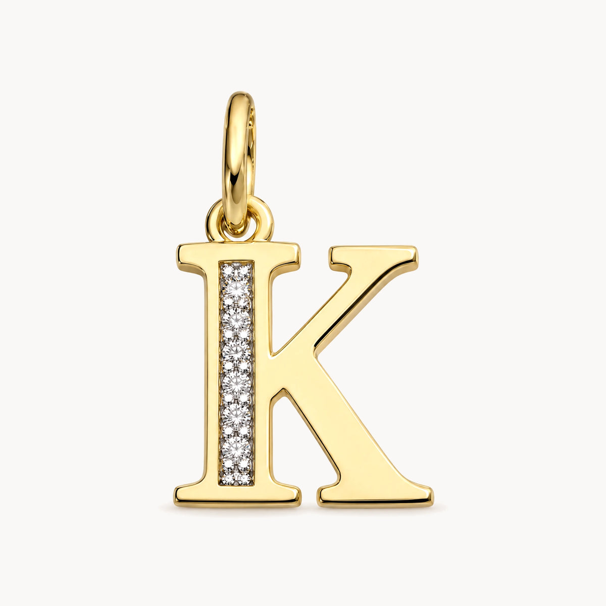 Buchstabenanhänger in 585er Gelbgold mit Diamant – Buchstabe K