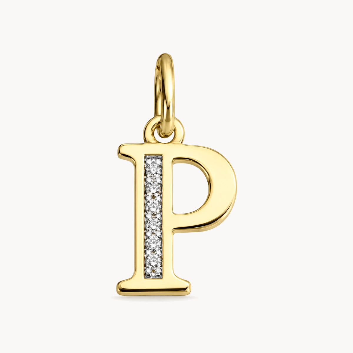 Buchstabenanhänger in 585er Gelbgold mit Diamant – Buchstabe P