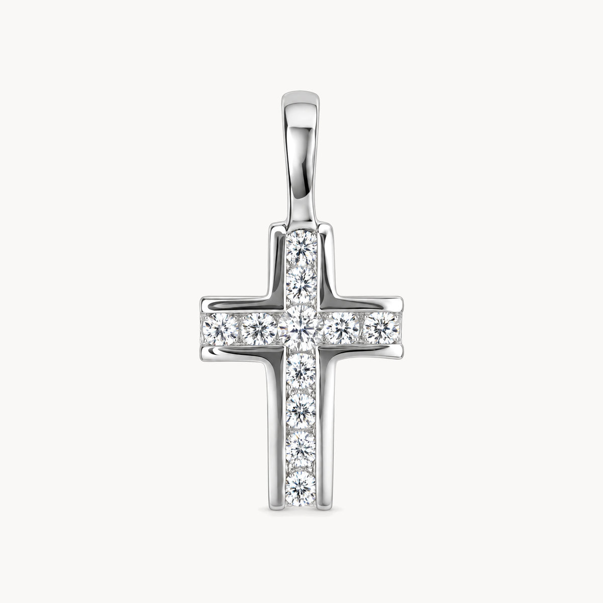 Kreuzanhänger in 925er Silber rhodiniert mit Zirkonia