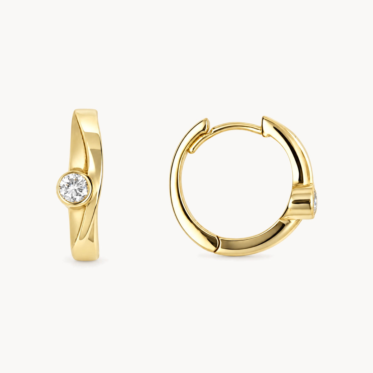 Creole in 585er Gelbgold mit Diamant