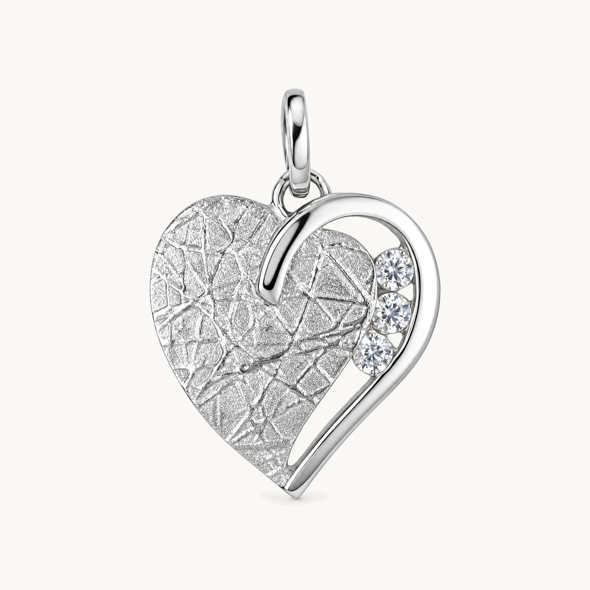 Herzanhänger in 925er Silber rhodiniert mit Zirkonia