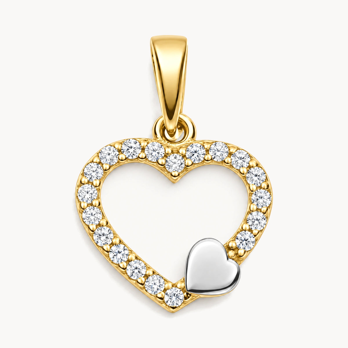 Herzanhänger mit Zirkonia in 585 Gelbgold