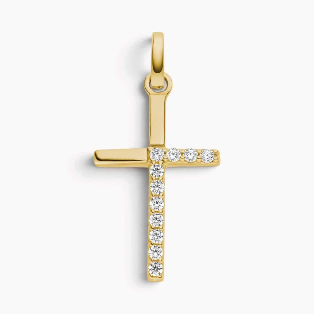 Kreuzanhänger in Gold & Silber mit Zirkonia
