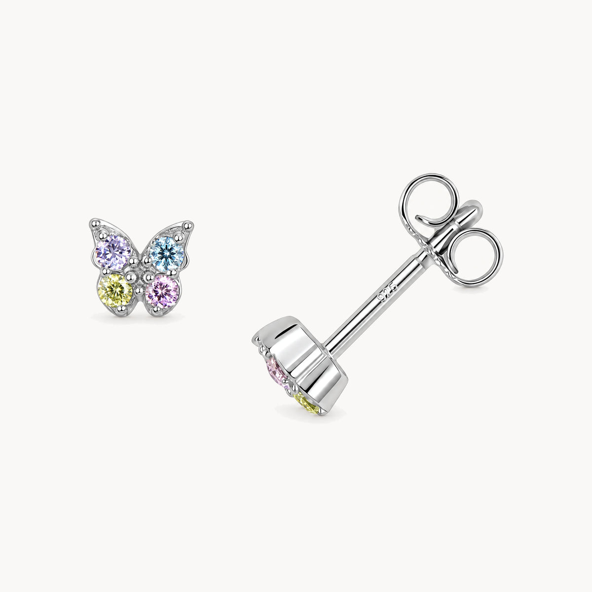 Ohrstecker „Schmetterling“ in 925er Silber rhodiniert mit Zirkonia