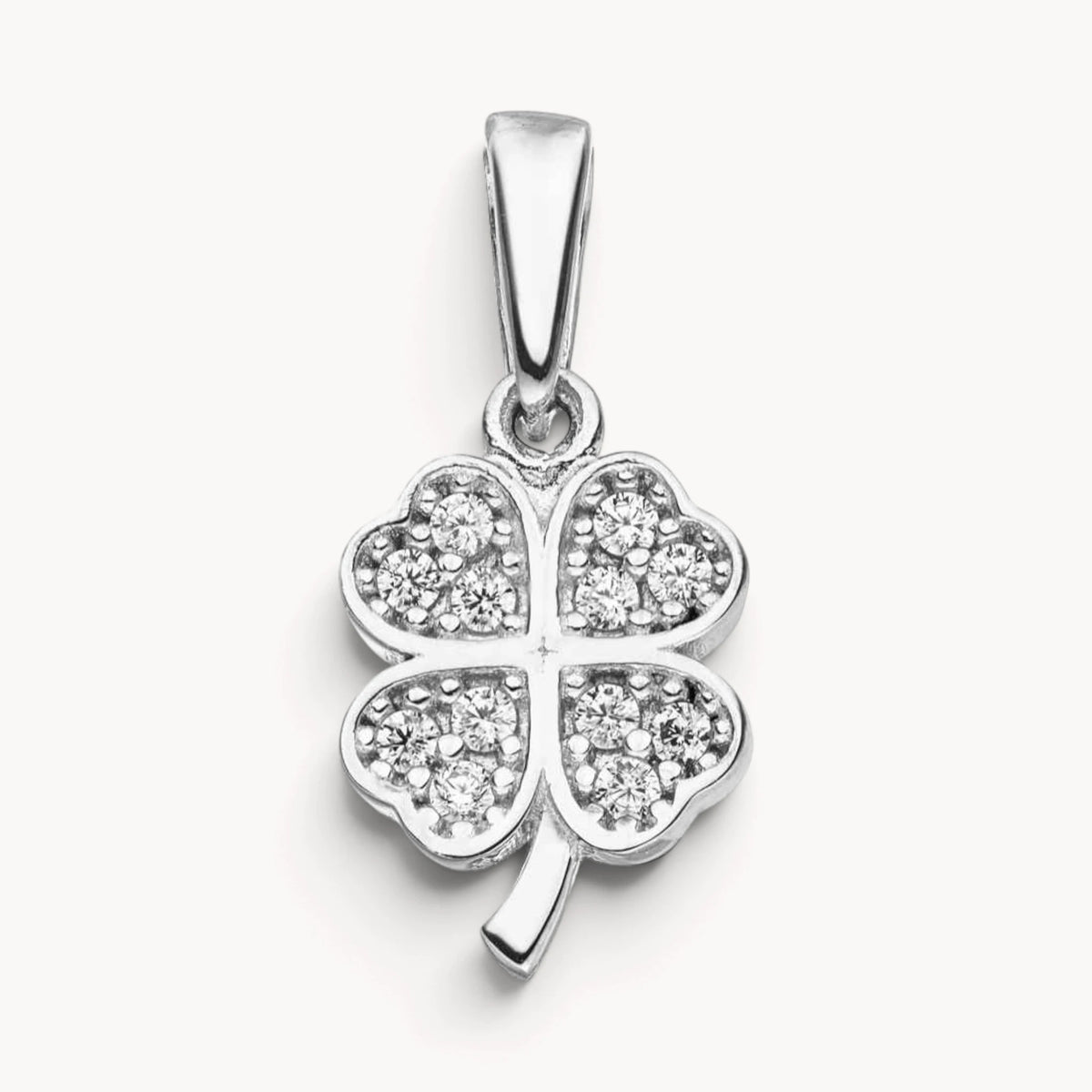 Glücksanhänger „Kleeblatt“ in Gold & Silber mit Zirkonia