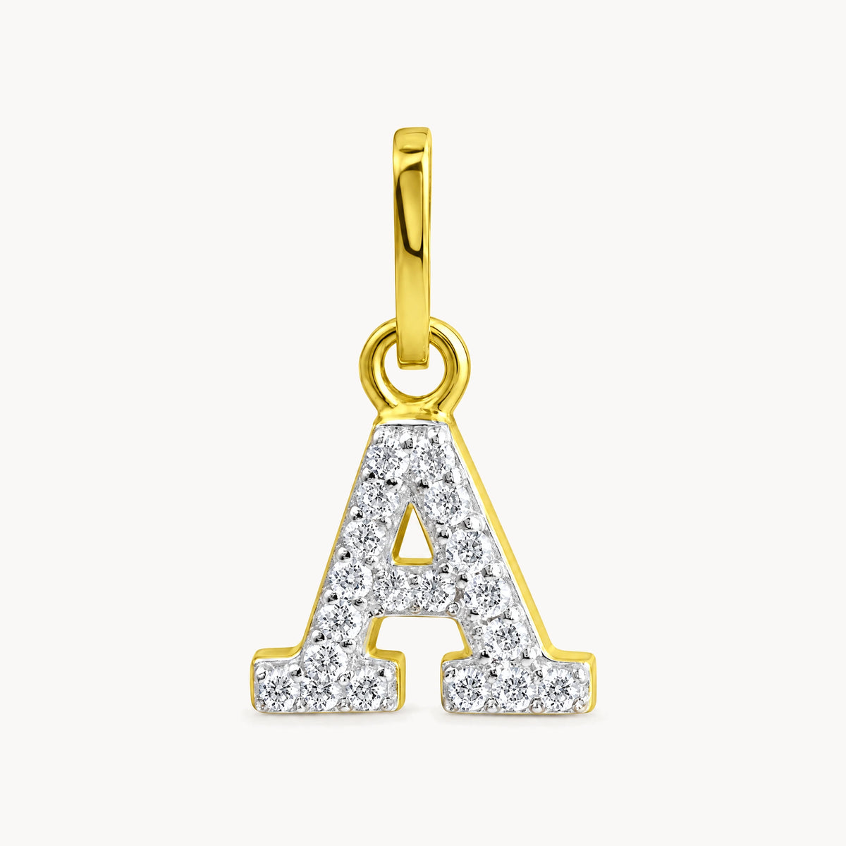 Buchstabenanhänger in 333er Gelbgold mit Zirkonia – Buchstabe A