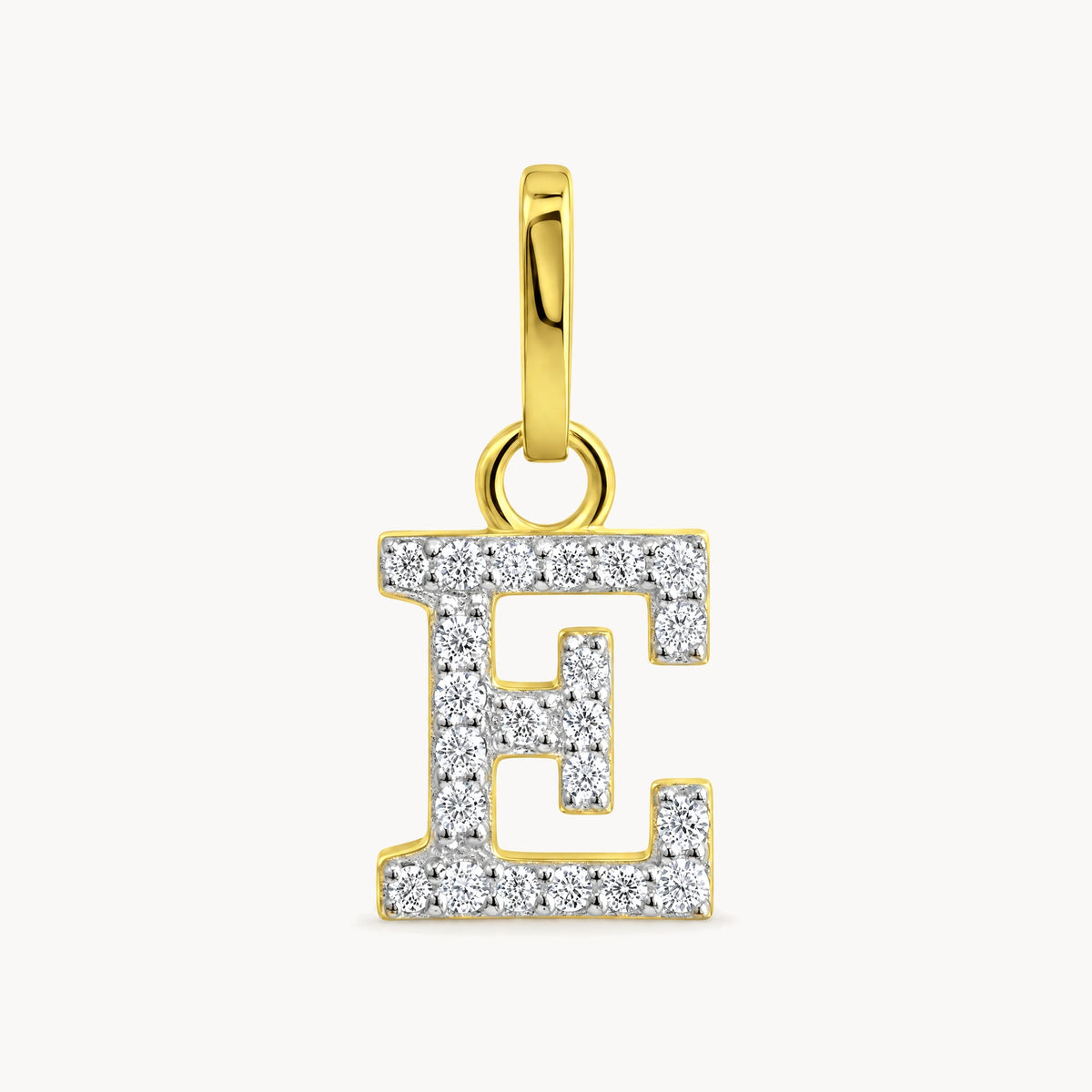 Buchstabenanhänger in 333er Gelbgold mit Zirkonia – Buchstabe E