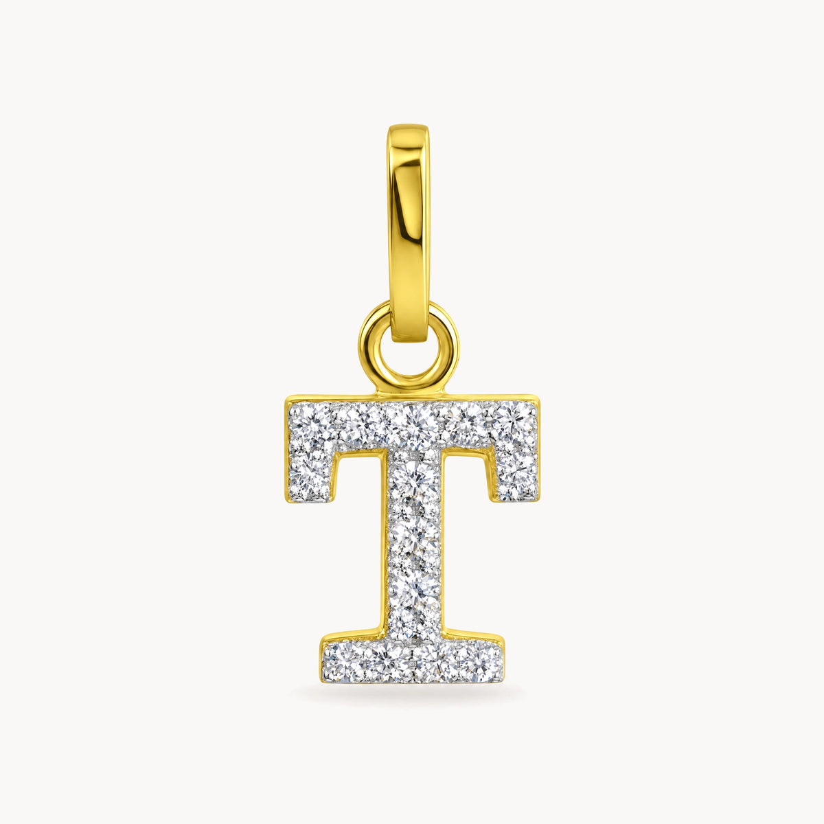 Buchstabenanhänger in 333er Gelbgold mit Zirkonia – Buchstabe T