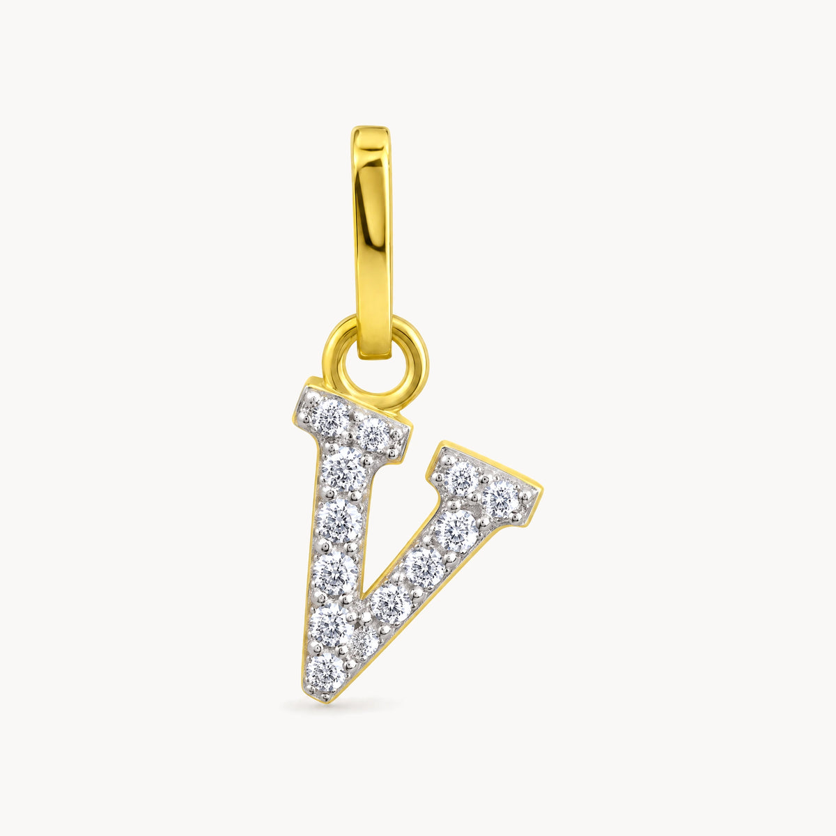 Buchstabenanhänger in 333er Gelbgold mit Zirkonia – Buchstabe V