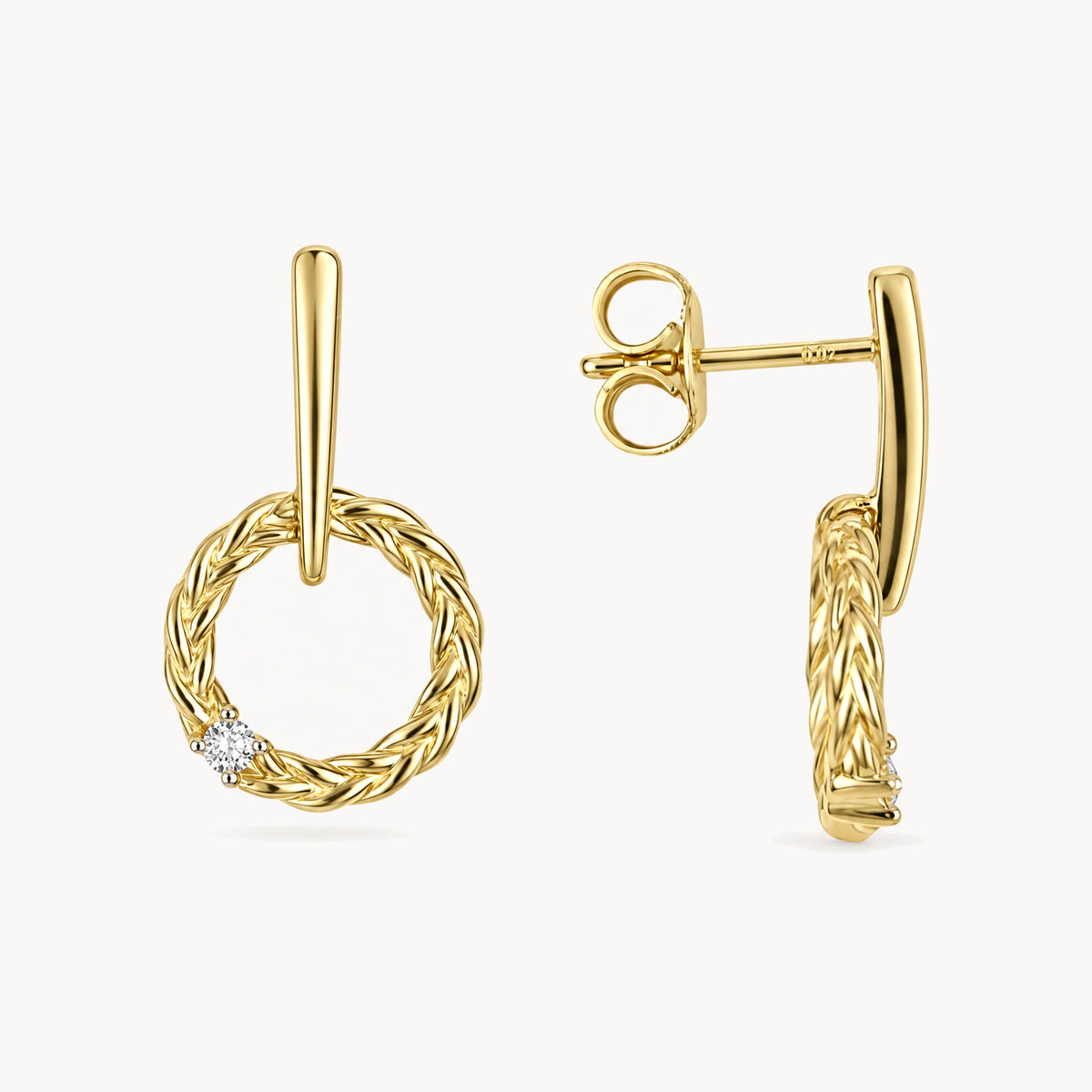 Ohrhänger in 585er Gelbgold mit Diamant
