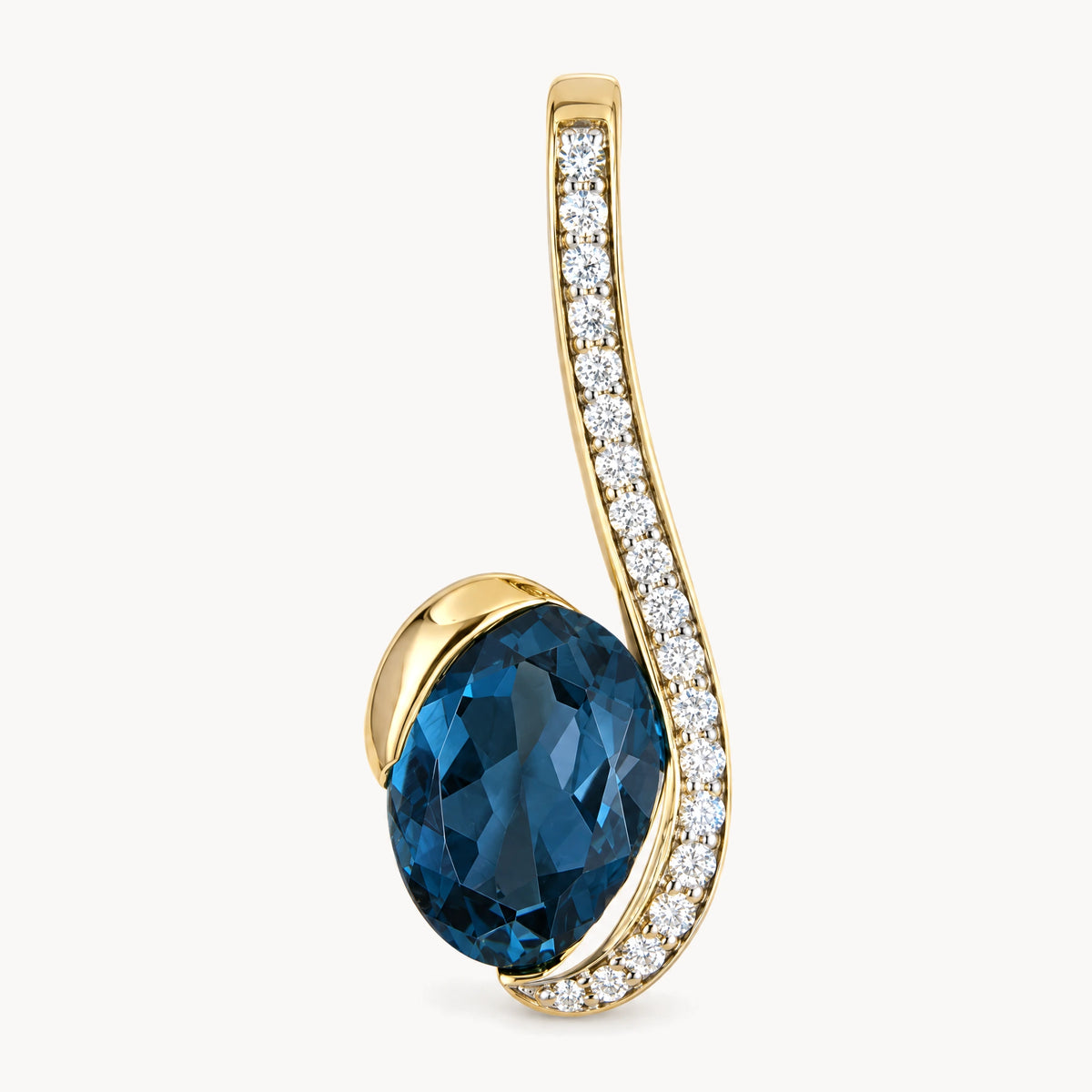 Anhänger in 585er Gelbgold mit Blautopas & Diamant