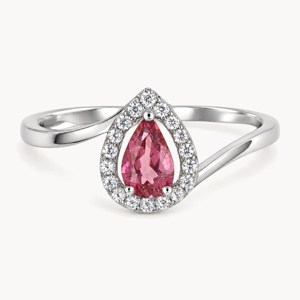 Damenring in 585er Weißgold mit Turmalin & Diamant