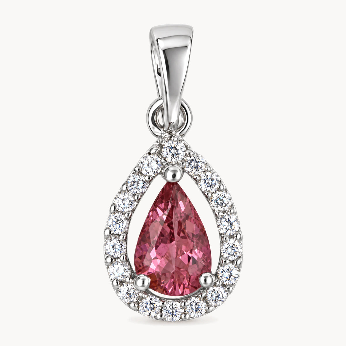 Anhänger in 585er Weißgold mit Turmalin & Diamant