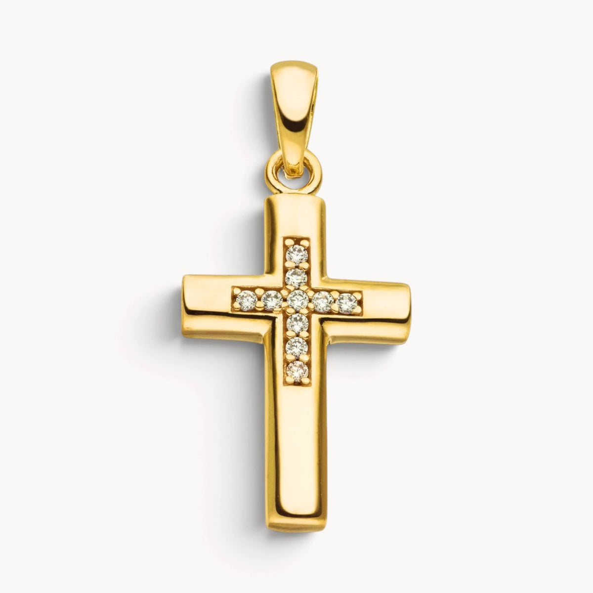Kreuzanhänger in Gold & Silber mit Zirkonia oder Diamant