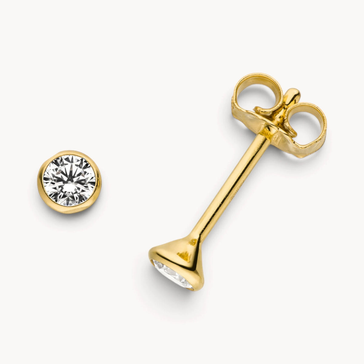 Ohrstecker in 333er Gelbgold mit Zirkonia, Zargenfassung