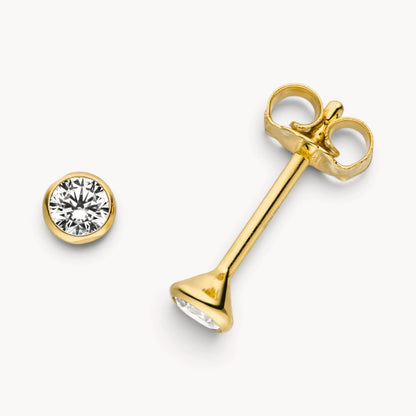 Ohrstecker in 333er Gelbgold mit Zirkonia, Zargenfassung