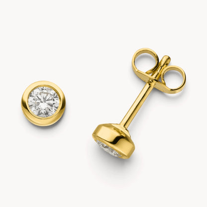 Ohrstecker in Gold &amp; Platin mit Diamant, Zargenfassung