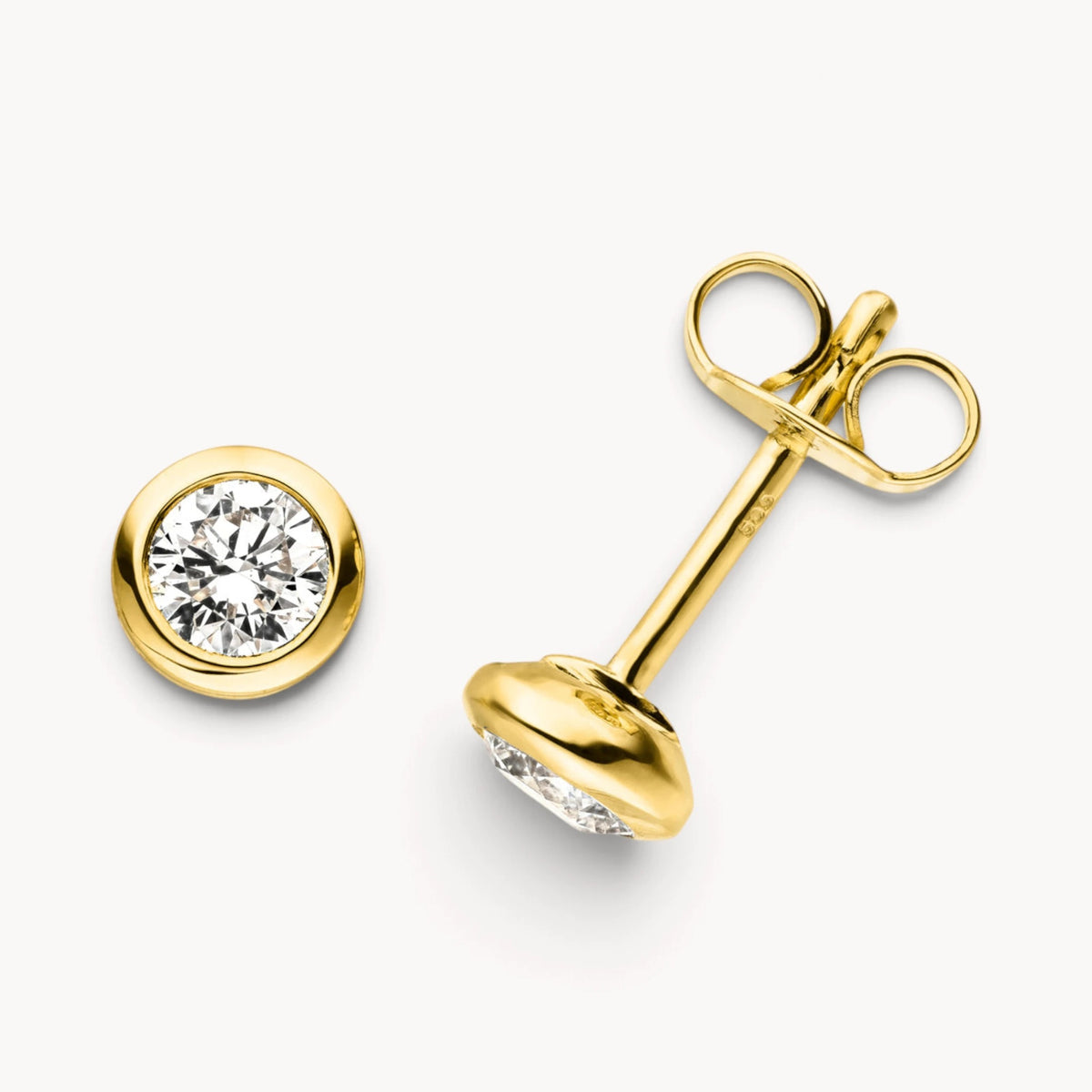 Ohrstecker in Gold &amp; Platin mit Diamant, Zargenfassung