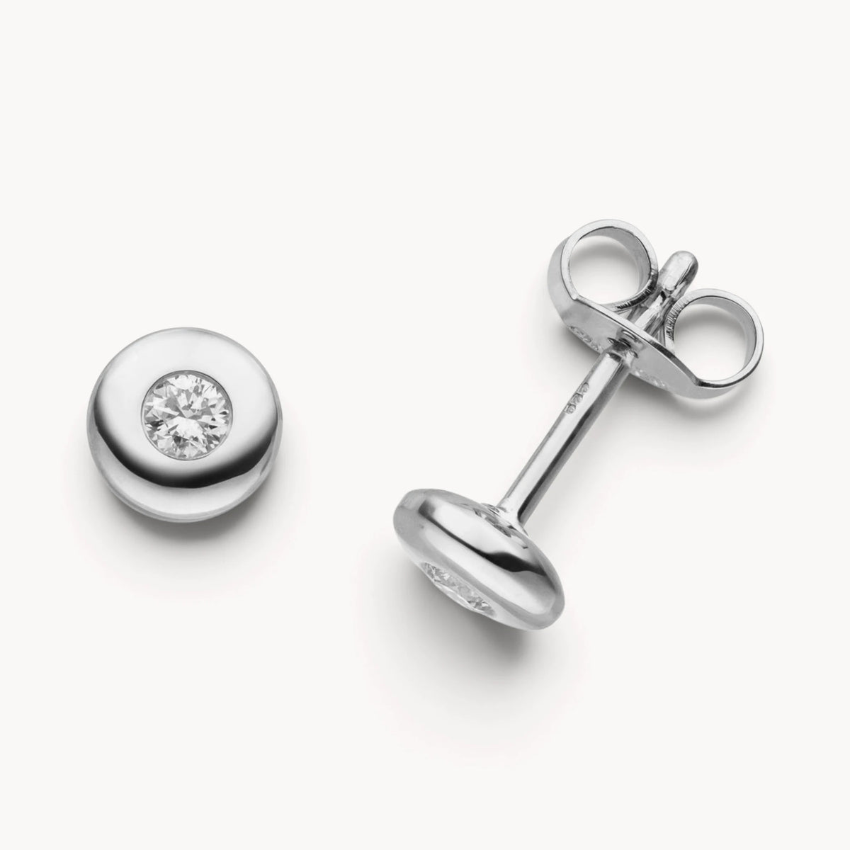 Ohrstecker in 585er Gold mit Diamant, Zargenfassung